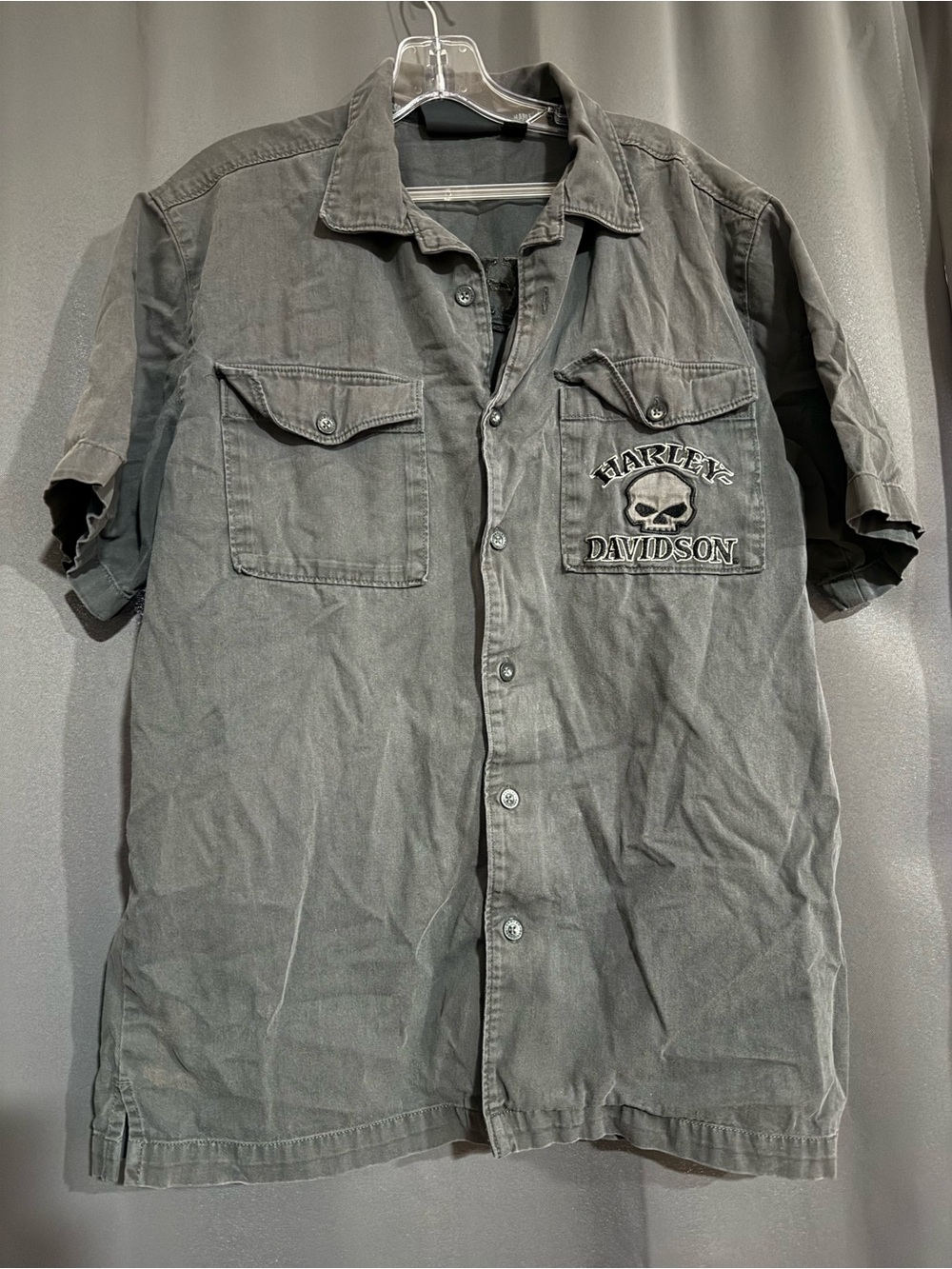 Harley-Davidson Gray Short Sleeve Skull Work Shirt